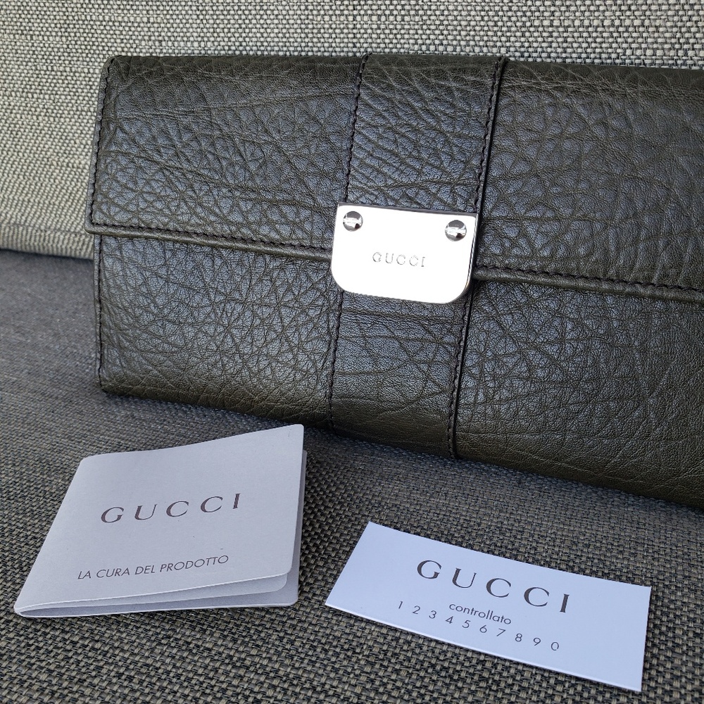 Gucci Leather Brown/Green Wallet